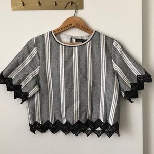 Black & White Stripe Short Sleeves Top